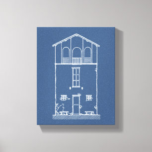 Lienzo Casa Rustica Simple Diseño Moderno   Azul marino