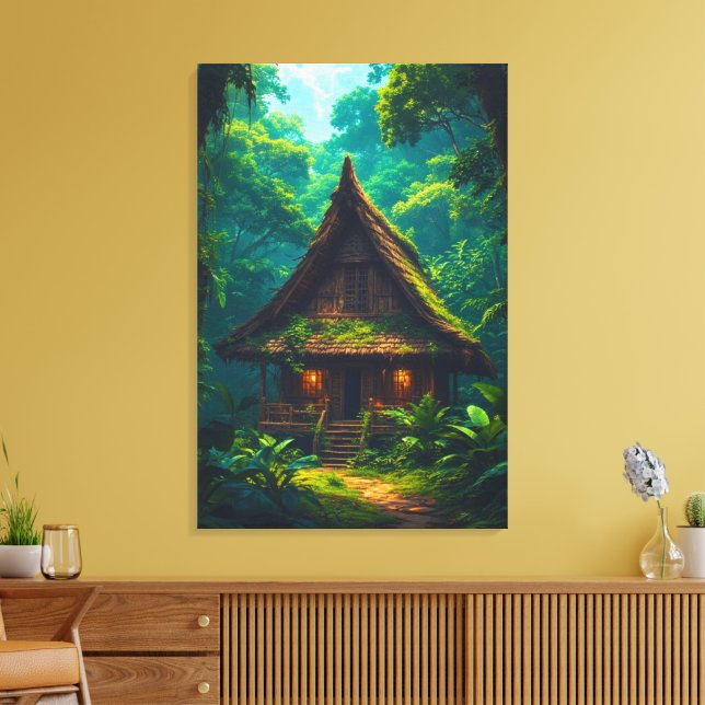 Lienzo Casa Silenciosa en la Selva Tropical (Insitu (Sala de estar))
