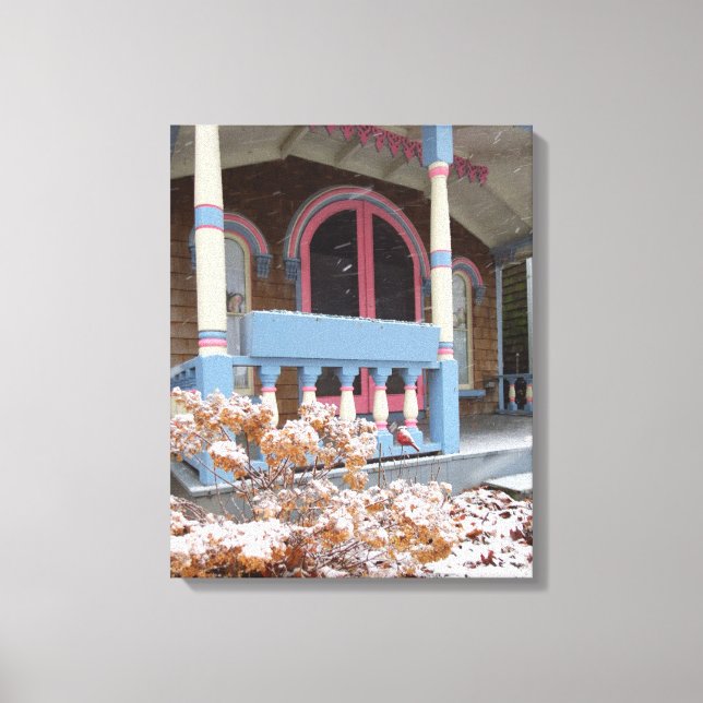 Lienzo Casa victoriana en la nieve - Viñedo de Martha (Anverso)