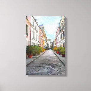 Lienzo Casas coloreadas en Rue Cremieux - París