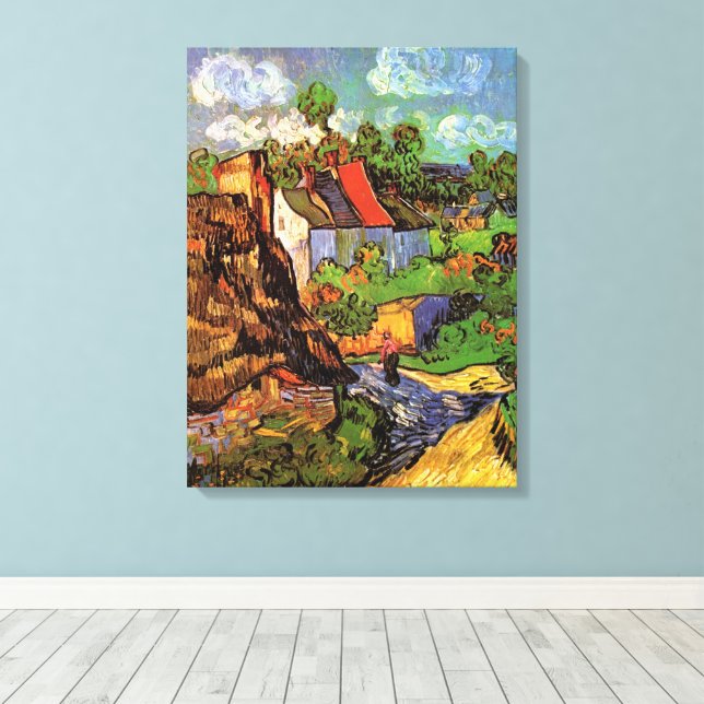 Lienzo Casas de Auvers, por Vincent van Gogh (Insitu (piso de madera))