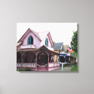 Lienzo Casas de campo coloridas con banderas - Viñedo de 