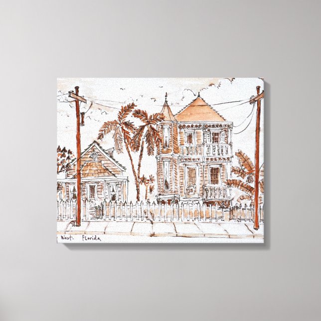 Lienzo Casas de estilo victoriano conch | Key West, Flori (Anverso)