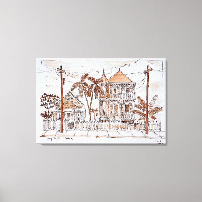 Lienzo Casas de estilo victoriano conch | Key West, Flori (Anverso)