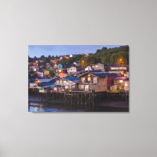 Lienzo Casas de pilotes de Palafito, vistas elevadas