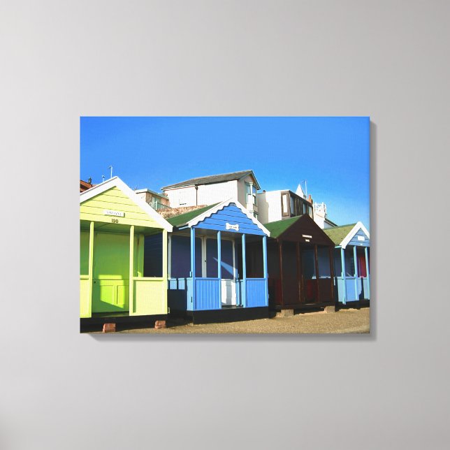 Lienzo Casas de playa cielos azules y fotos de costa ingl (Anverso)