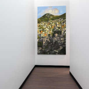 Lienzo Casas En La ladera de la colina - Resumen de Art F