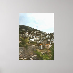 Lienzo Casas Históricas Griegas Artísticas Abstractas de 