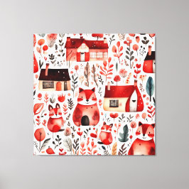 Lienzo Casas rojas y casas adorables Hoja de papel