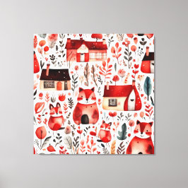 Lienzo Casas rojas y casas adorables Hoja de papel