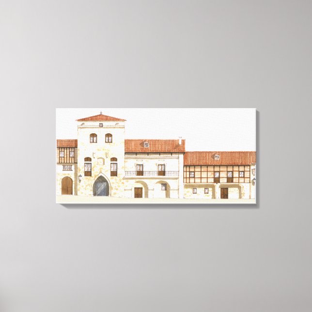 Lienzo Casas tradicionales. Santillana del Mar (Anverso)