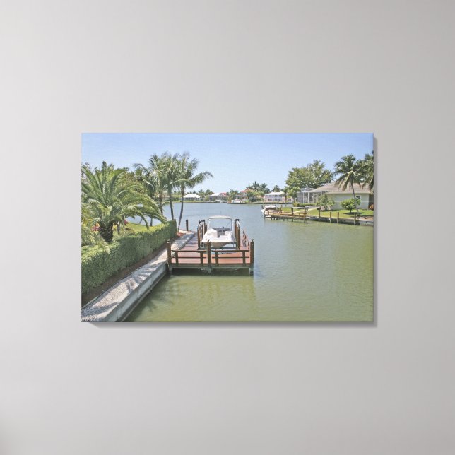 Lienzo Casas y muelles en el canal Marco Island Florida (Anverso)