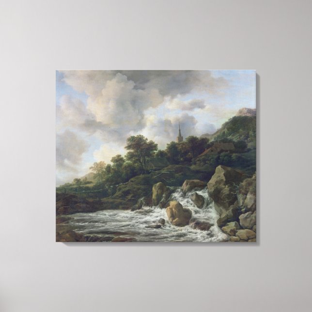 Lienzo Cascada cerca de una aldea, c.1665-70 (Anverso)