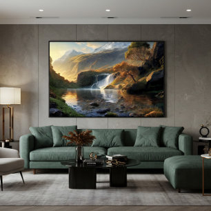 Lienzo Cascada de Luz Dorada