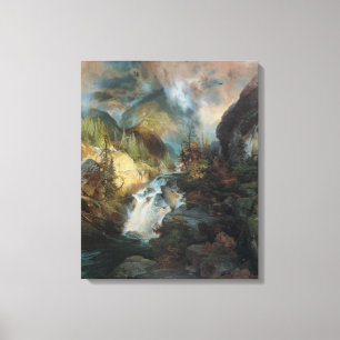 Lienzo Cascada de paisaje vintage en montañas de Moran