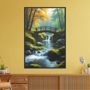 Lienzo Cascada del Puente de Otoño – Sereno Paisaje Natur