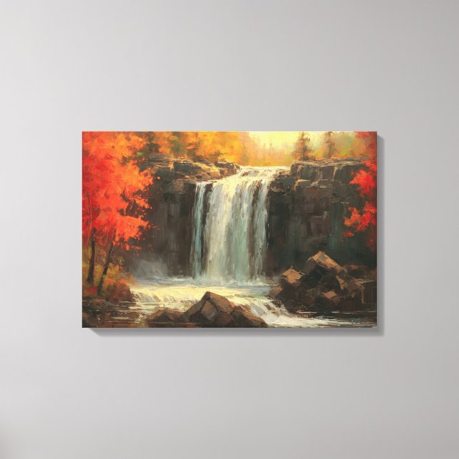 Lienzo Cascada en el Bella Artes del atardecer otoño (Anverso)