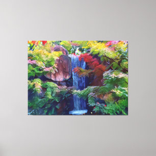 Lienzo Cascada en un jardín japonés