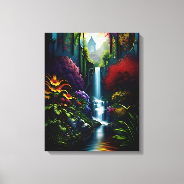 Lienzo Cascada gótica interior mansión Surreal 14 (Anverso)
