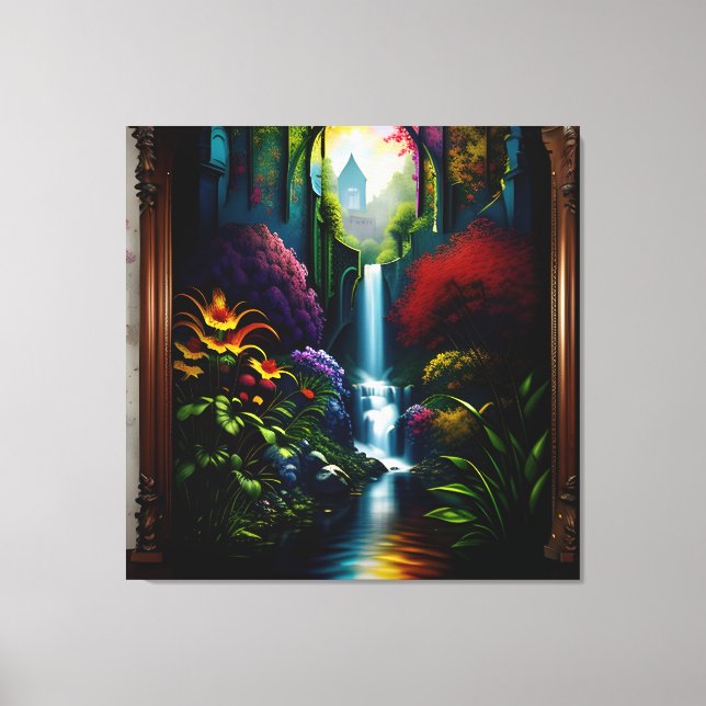 Lienzo Cascada gótica interior mansión Surreal 14 (Anverso)