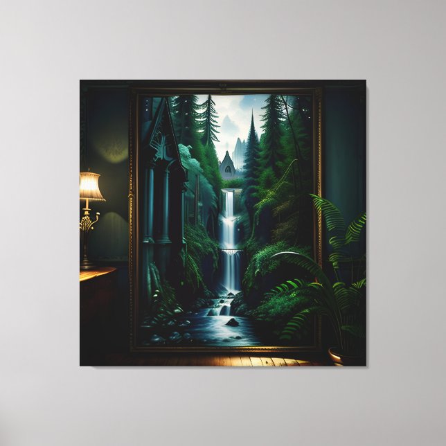 Lienzo Cascada gótica interna Mansión Surreal 2 (Anverso)