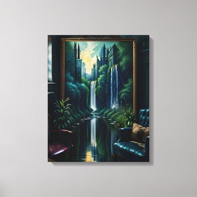 Lienzo Cascada gótica interna Mansión Surreal 4 (Anverso)