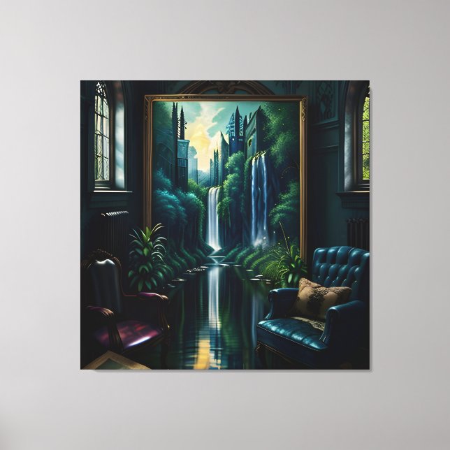 Lienzo Cascada gótica interna Mansión Surreal 4 (Anverso)