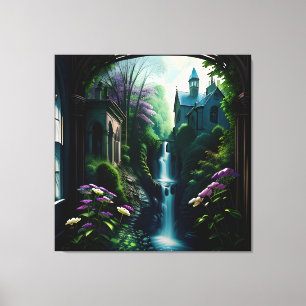 Lienzo Cascada gótica interna Mansión Surreal 7