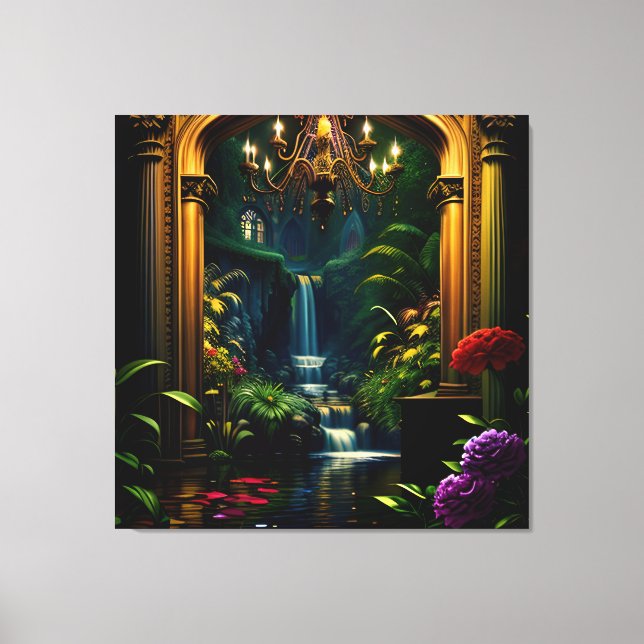 Lienzo Cascada gótica interna Mansión Surreal 9 (Anverso)