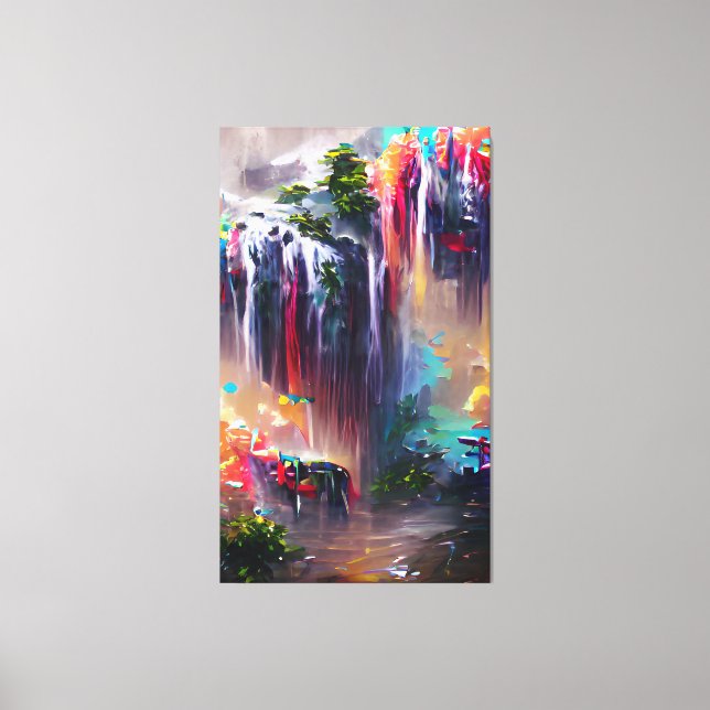 Lienzo Cascada - Pintura abstracta colorida (Anverso)