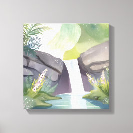 Lienzo Cascada Susurro | Paisaje Aquarela Naturaleza