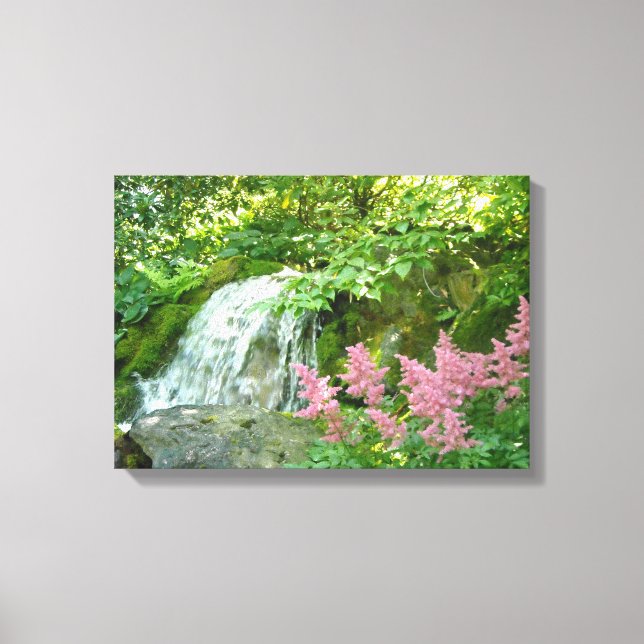 Lienzo Cascada y Astilbe Rosa (Anverso)