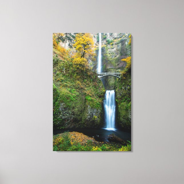 Lienzo Cascadas Multnomah en otoño en la garganta de Colu (Anverso)