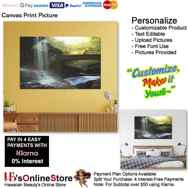 Lienzo Cascadas Naturaleza Relajación Hogar Imagen 6 (Waterfalls Nature Relax Home Office Canvas Print Picture 6.)