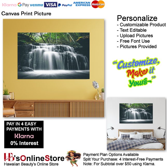 Lienzo Cascadas Naturaleza Relajación Hogar Oficina Image (Waterfalls Nature Relax Home Office Canvas Print Picture 3.)