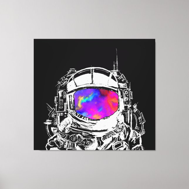 Lienzo Casco de Astronauta Trippy (Anverso)