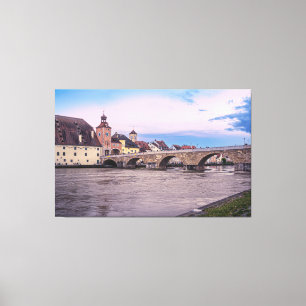 Lienzo Casco histórico de Regensburg, Alemania