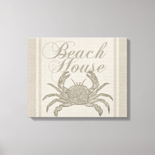 Lienzo Caseta de playa Crab Vintage costero