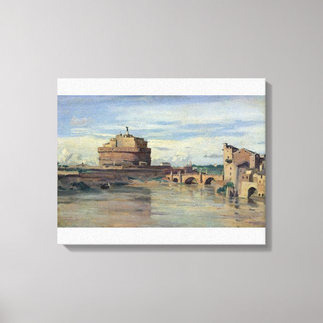 Lienzo Castel Sant' Angelo y el río Tíber, Roma (Anverso)