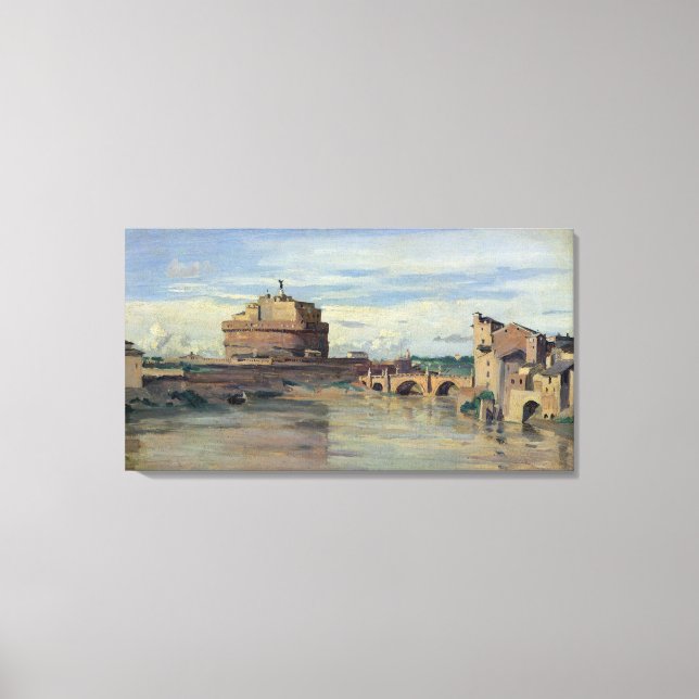Lienzo Castel Sant' Angelo y el río Tíber, Roma (Anverso)
