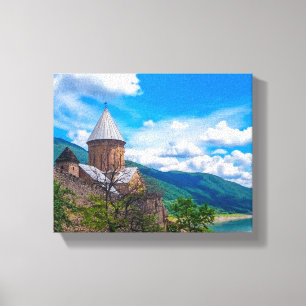 Lienzo Castillo de Ananuri Georgia Aragvi Caucuses Montañ