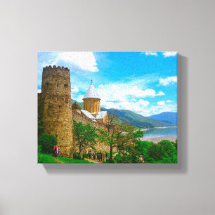 Lienzo Castillo de Ananuri Georgia Aragvi Caucuses Montañ