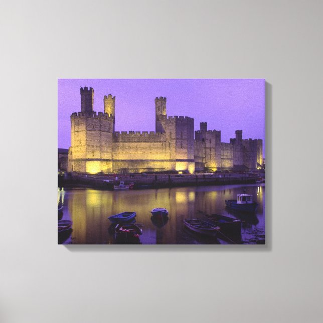 Lienzo Castillo de Caernarfon, de Noche, Gwynedd, Gales (Anverso)