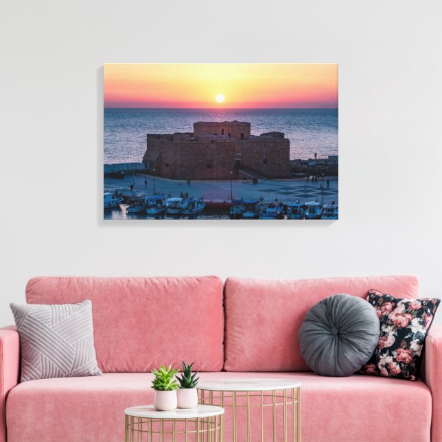 Lienzo Castillo de Paphos al atardecer, vista de drones (Insitu (Sala de estar))
