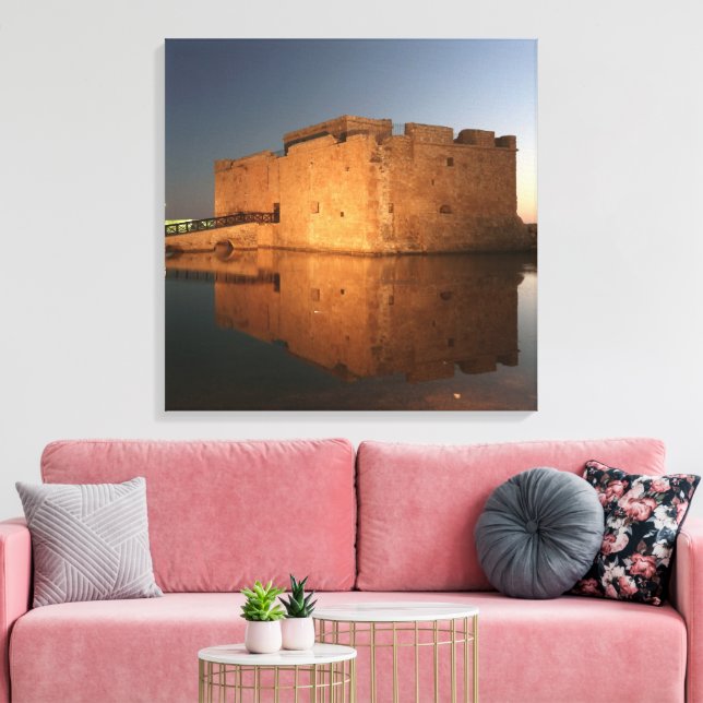 Lienzo Castillo de Paphos con reflexiones al atardecer (Insitu (Sala de estar))