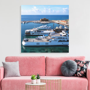 Lienzo Castillo de Paphos y barcos