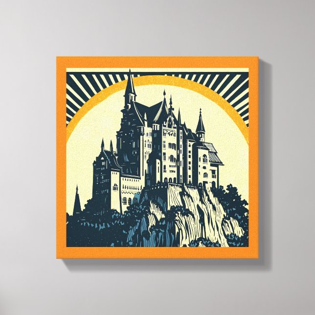 Lienzo Castillo Medieval de Fantasía - Grabado en Madera  (Anverso)