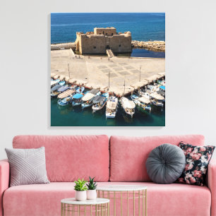 Lienzo Castillo y puerto de Paphos