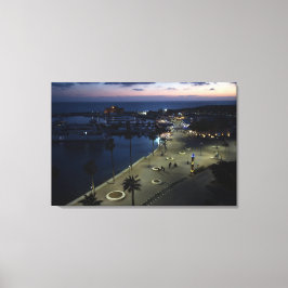 Lienzo Castillo y puerto de Paphos de noche