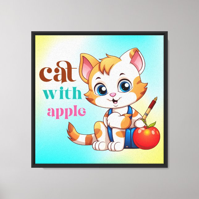 Lienzo Cat Con Apple-85242 (Anverso)